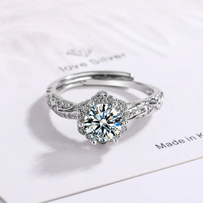 925 Sterling Silver Zircon Adjustable Engagement Rings For Women Wedding Elegant Jewelry Ladies Accessories Gifts R39011