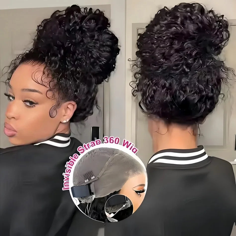 Kinky Straight 360 Full Lace Wig – Invisible Drawstring, Pre-Plucked 220% Natural Black