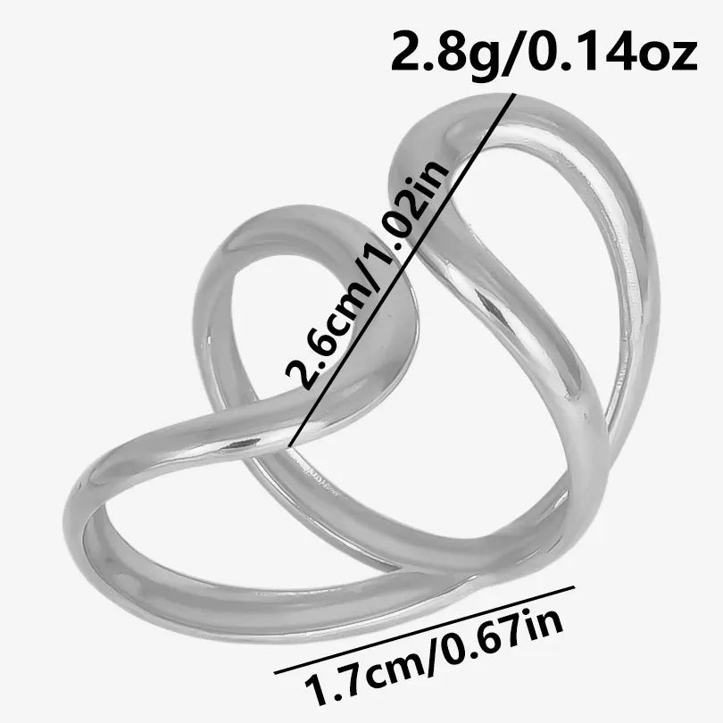 1Pc Stainless Steel Waterproof Women Personality Textured Chunky Open Rings Vintage Hollow Irregular Multi-layer Anillos Jewelry