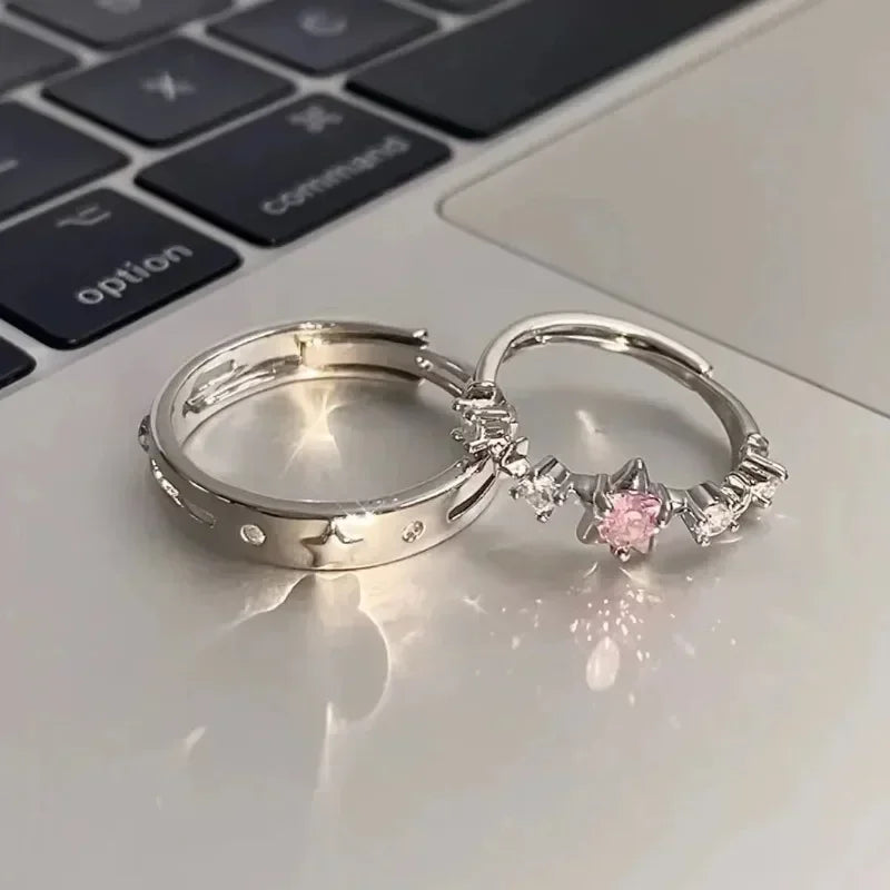 Star Couple Models Adjustable Ring Men And Women Simple Index Finger Rings Light Luxury Tide Cool Pair Of Rings Jewelry Gift