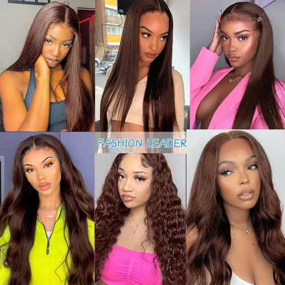 #4 Chocolate Brown Straight Lace Front Wig – 13x6 & 13x4 HD Skin-Melt, 18–46 Inch