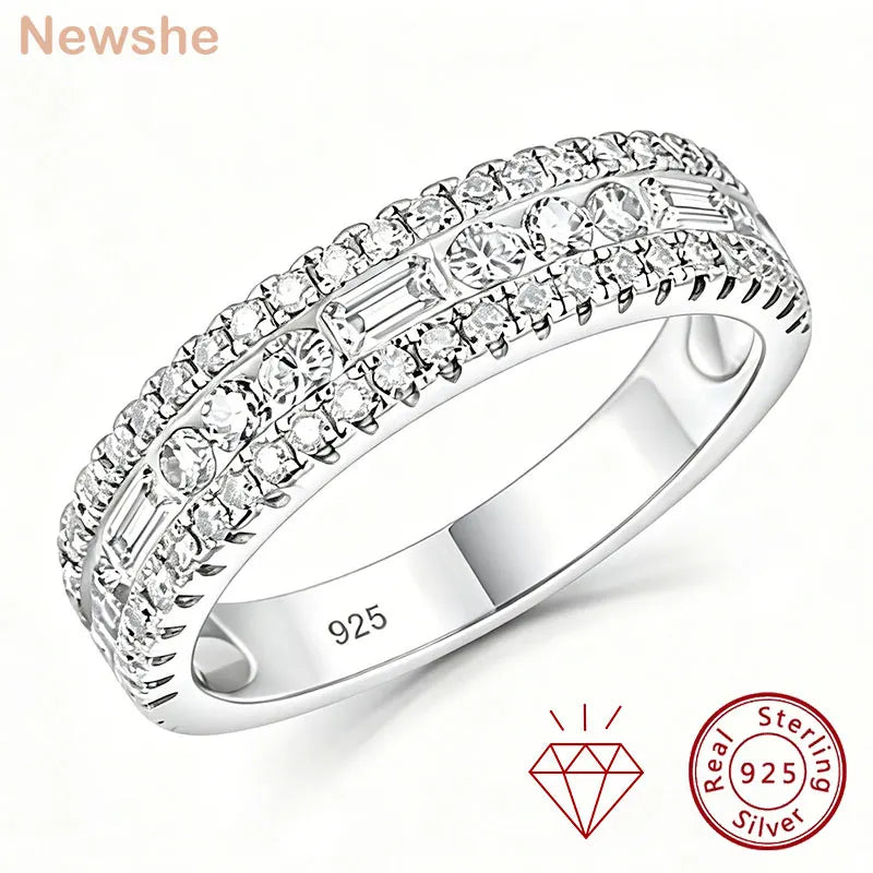Newshe GRA Certified Moissanite Wedding Bands 925 Sterling Silver Yellow Gold Plated Promise Engagement Rings