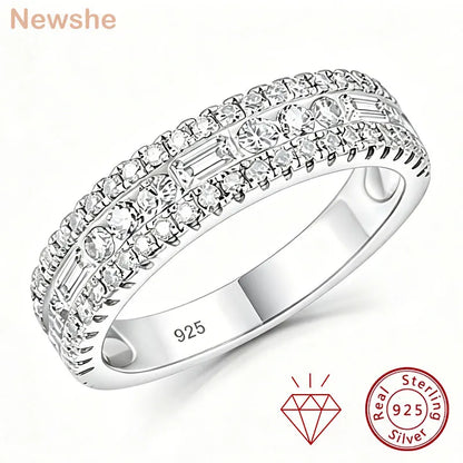 Newshe GRA Certified Moissanite Wedding Bands 925 Sterling Silver Yellow Gold Plated Promise Engagement Rings