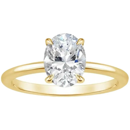 New Hot Selling Gold Plated Rings For Women Oval Cubic Zirconia Jewelry Wedding Engagement Ring Wholesale Size 5-10