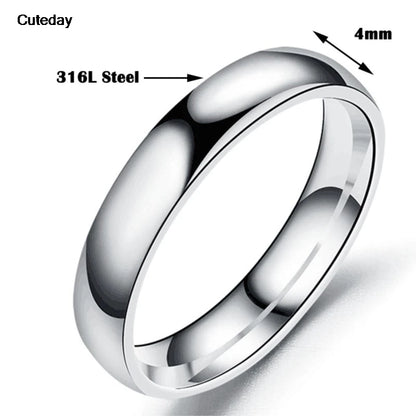 Simple 6/4mm Titanium Ring Women Men Prevent Allergy High Polished Wedding Rings Stainless Steel Couple Finger Jewelry Gifts