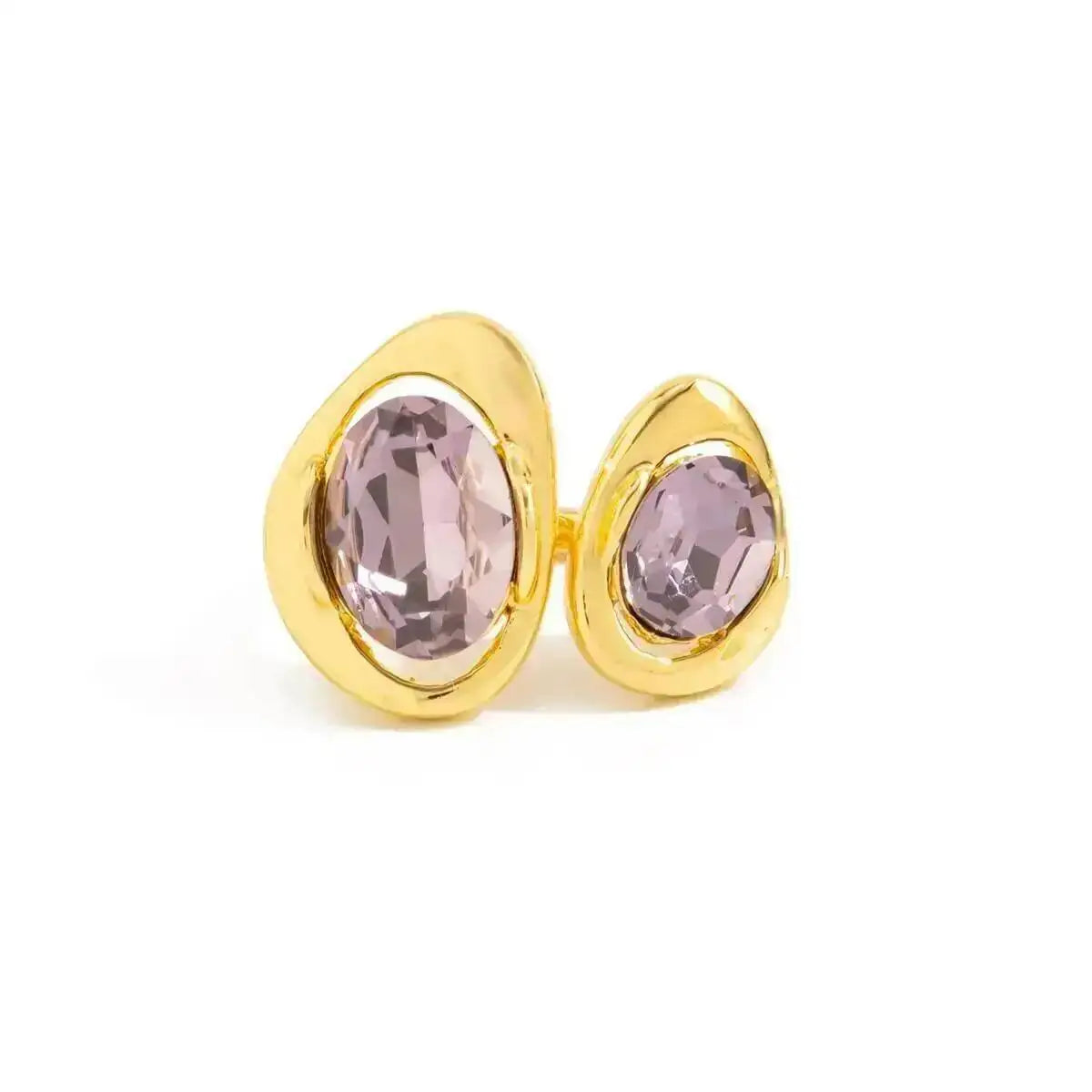 KunJoe Trendy Charm Acrylic Rhinestone Rings Women Vintage Luxury Metal Geometric Finger Ring Daily Wear Jewelry Accessorioes