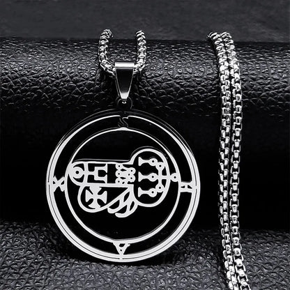 Stainless Steel Demon Seal Necklace Men/Women Silver Color Satan LILITH Necklaces & Pendants Jewery colares feminino N1331S03