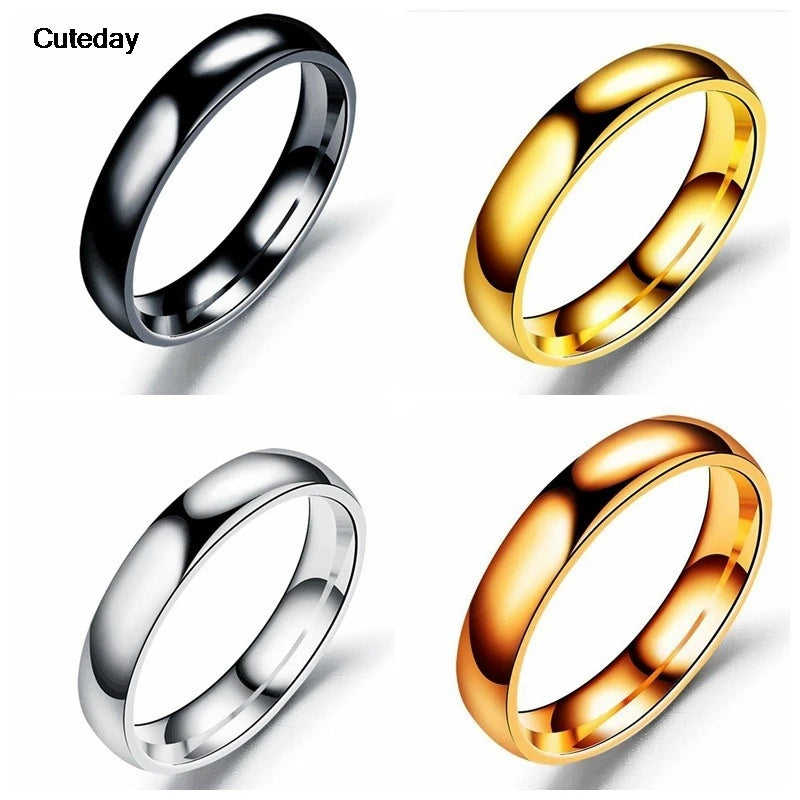 Simple 6/4mm Titanium Ring Women Men Prevent Allergy High Polished Wedding Rings Stainless Steel Couple Finger Jewelry Gifts