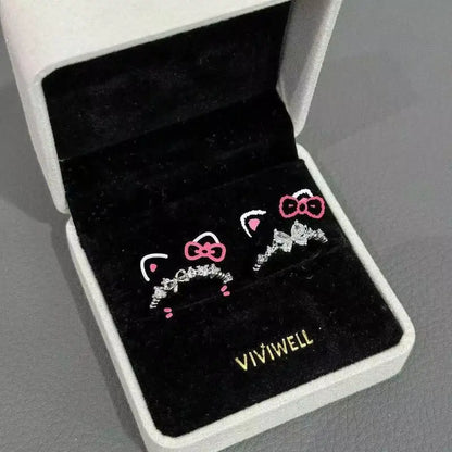 Fashion Bowknot Zircon Rings for Women Luxury Geometric Metal Open Rings Y2K 2000S Good Friend Jewelry Gifts Accessories