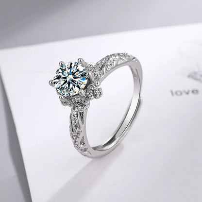 925 Sterling Silver Zircon Adjustable Engagement Rings For Women Wedding Elegant Jewelry Ladies Accessories Gifts R39011