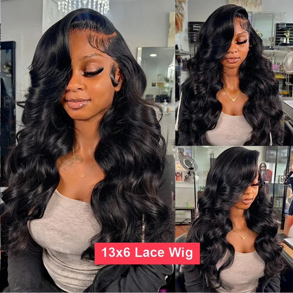 Natural Black Body Wave Glueless Lace Wig – 5x5, 13x4 & 13x6, 250% Density