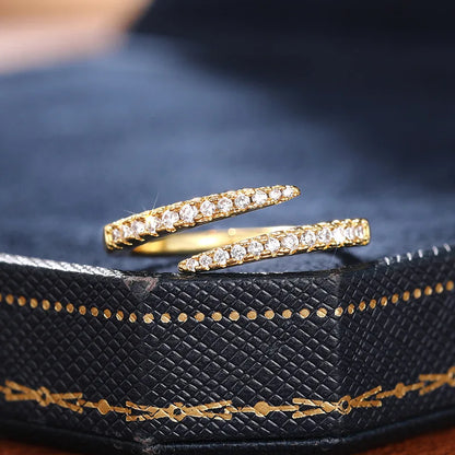 925 Sterling Silver Simple Stylish Opening Rings for Women Shiny Cubic Zirconia Finger Accessories New Trendy Delicate Jewelry