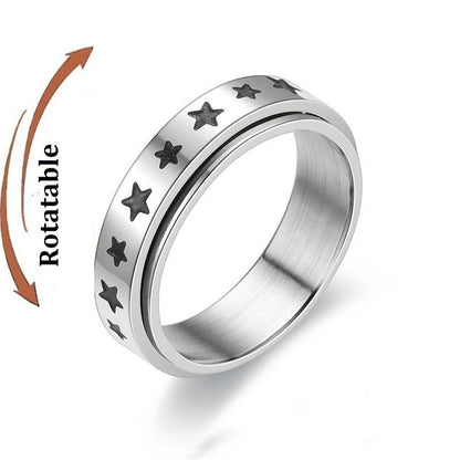 Anti Stress Anxiety Fidget Spinner Couple Rings Rotate Freely Jewelry for Men Women Stainless Steel Knuckle Ring Wedding Bague