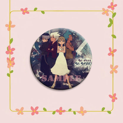 Anime Soul Eater Pins Round Creative Cartoon Badges Handmade Tinplate Brooches for Backpack Accessorys Exquisite Gifts