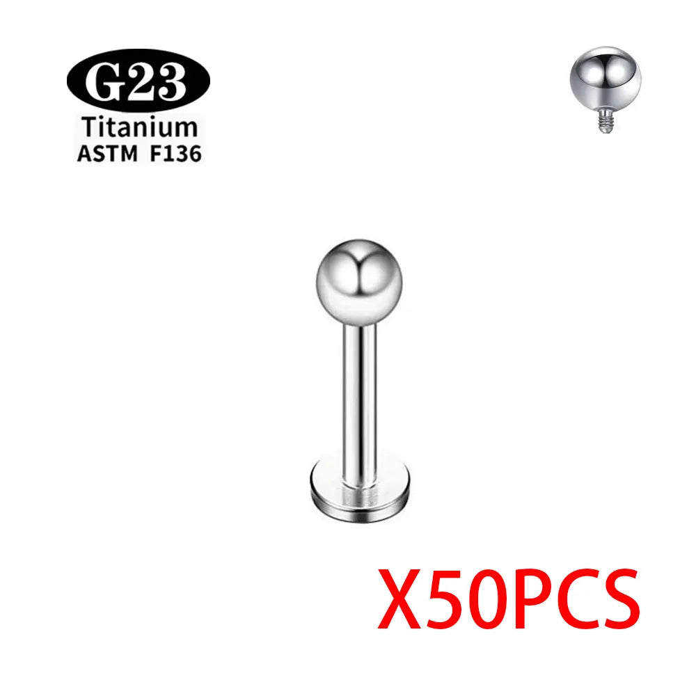 ASTM F136 Grade G23Titanium Wholesale Piercing Set lip Nose Stud Earring Eyebrow 16G Internally Threaded Septum Helix Cartilage