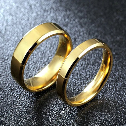 Smooth Stainless Steel Couple Rings Gold Simple 4MM 6MM Women Men Lovers Wedding Jewelry Engagement Halloween Christmas Gifts