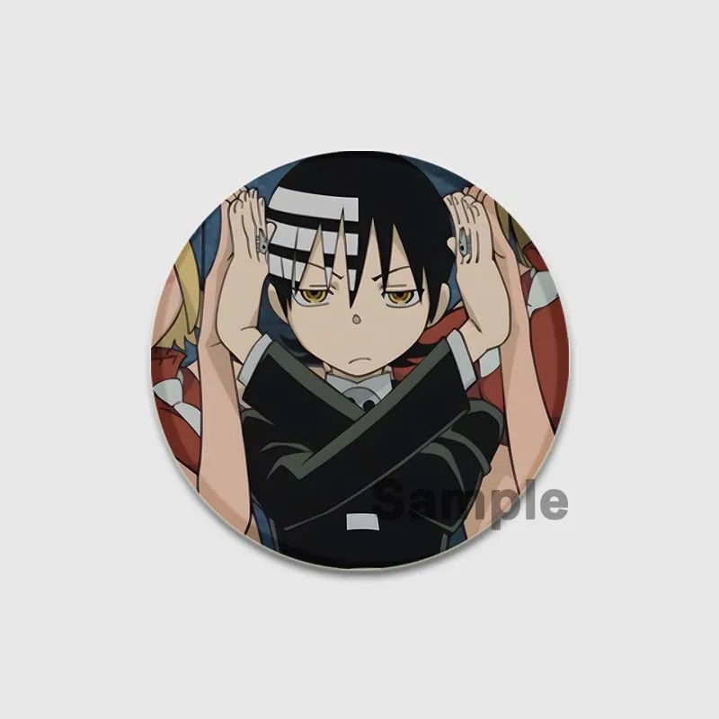 58MM Anime Soul Eater Pins Tinplate Brooch Figure Badge Handmade Brooches for Backpack Clothes Decoration Fashion Jewelry Gifts