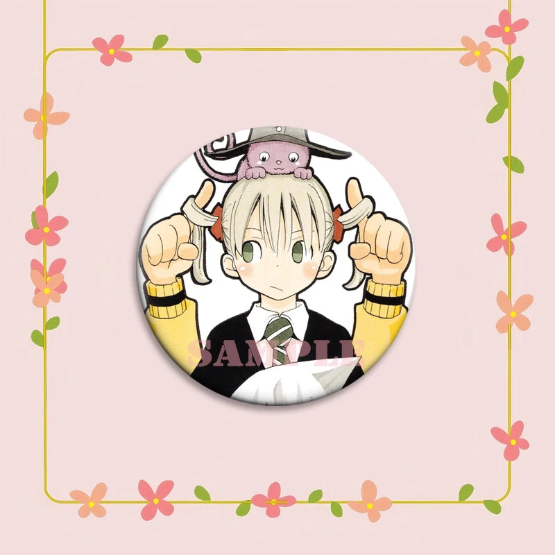 Anime Soul Eater Pins Round Creative Cartoon Badges Handmade Tinplate Brooches for Backpack Accessorys Exquisite Gifts