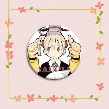 Anime Soul Eater Pins Round Creative Cartoon Badges Handmade Tinplate Brooches for Backpack Accessorys Exquisite Gifts