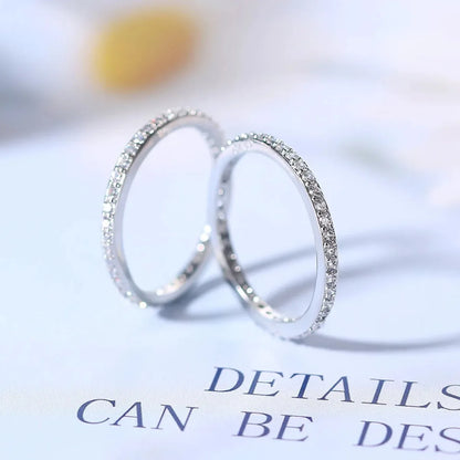 Delicate Thin Microscope Finger Dainty Rings For Women Female Promise Engagement Women's Ring Silver Color Zircon Jewelry