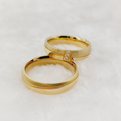 2pcs 18k Gold Plated Wedding Rings Set for Couples Europe Stardand Surgical Stainless Steel Fashion Jewelry Lovers Alliance