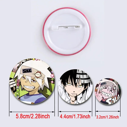 32/44/58MM Anime Soul Eater Pins Thompson Patricia Evans Soul Eater Albarn Maka Figure Icon Brooches Badge for Backpack Clothes