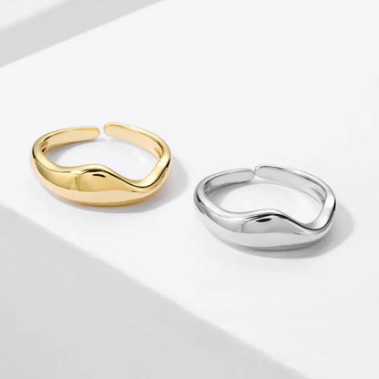 Gold Silver Plated Geometric Arc Smooth Rings for Women Big Large Bold Open Finger Ring Chunky Jewelry New Hot