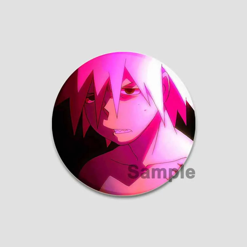 58/44/32mm Anime Soul Eater Round Pins Cartoon Badges Cosplay Handmade Tinplate Brooch for Backpack Clothes Chest Ornament Gifts