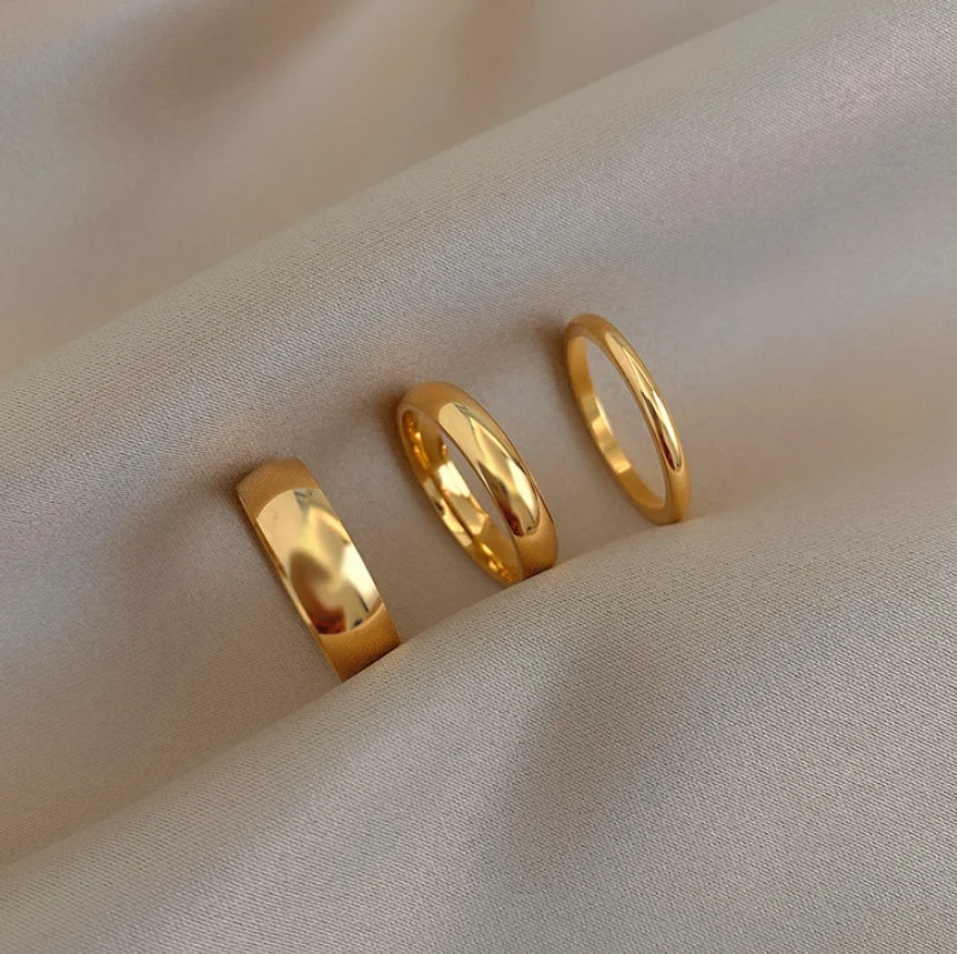 2mm 4mm 6mm Stainless Steel 18K Gold Plated Silver Color Knuckle Rings Lady Minimalist Gold Rings for Women Tarnish Free