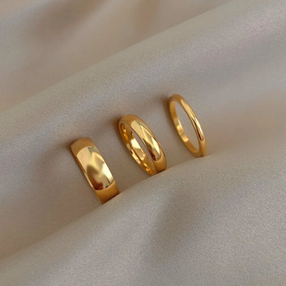 2mm 4mm 6mm Stainless Steel 18K Gold Plated Silver Color Knuckle Rings Lady Minimalist Gold Rings for Women Tarnish Free