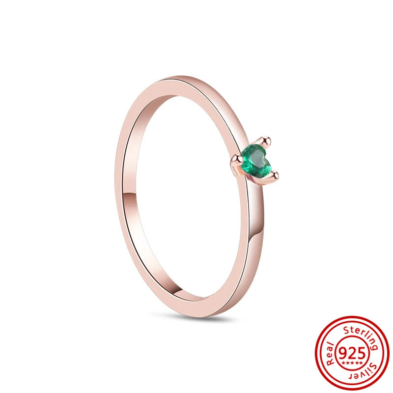 925 Sterling Silver Original Rose Gold Plated Fashion Women Ring Flower Green Zircon Design Jewelry Exquisite Wedding Gift Rings