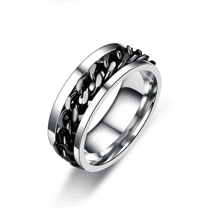 Titanium Steel Rotatable Chain Rings for Men Women Spinner Ring Anti Stress Multifunctional Rings Bottle Opener Ring Club Gift