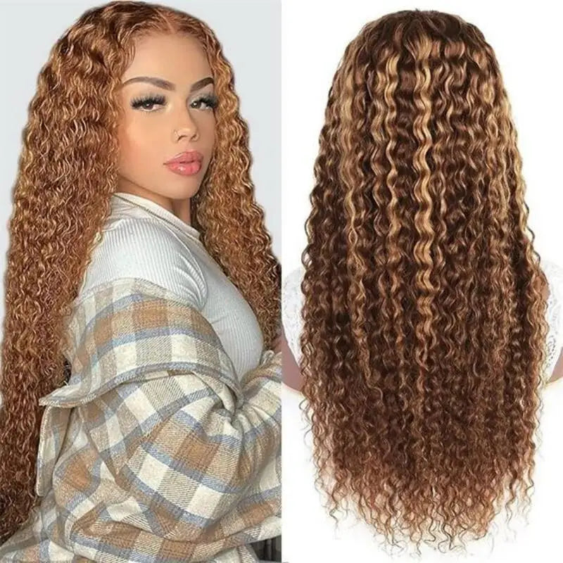 Honey Blonde P4/27 Highlight Curly Deep Wave HD Lace Frontal Wig – 13x4 & 13x6, 30–36 Inch