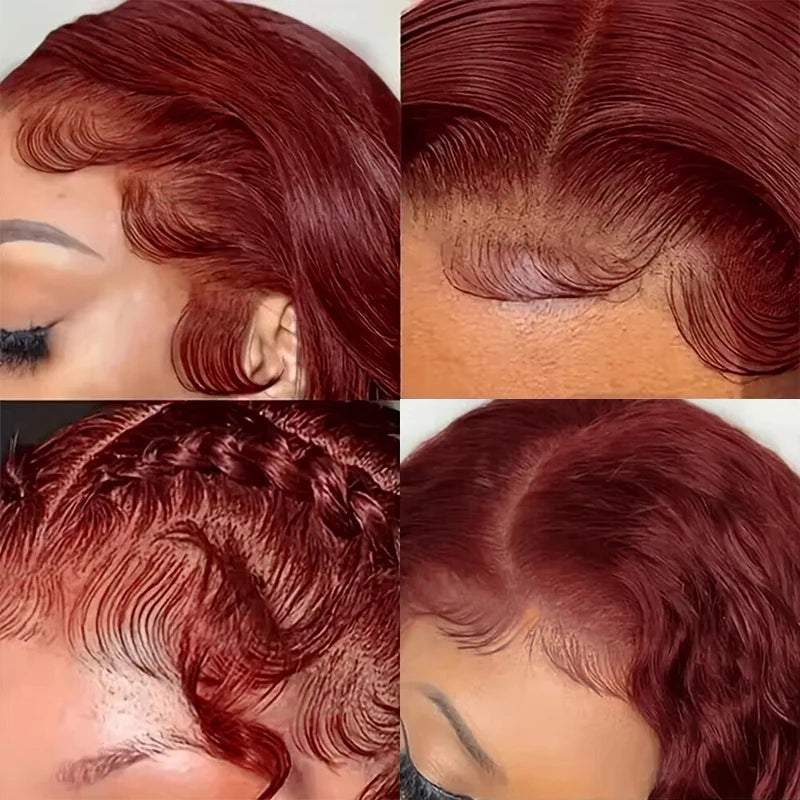 Reddish Brown #33 Body Wave 13x6 Lace Front Wig – Pre-Plucked Baby Hair, 180% Colored