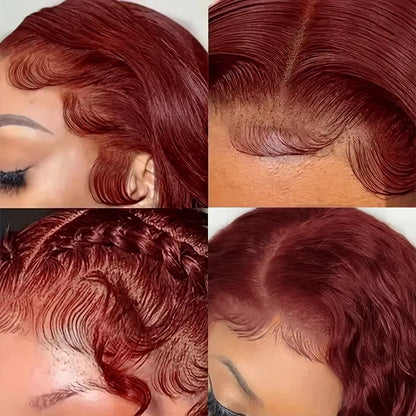 Reddish Brown #33 Body Wave 13x6 Lace Front Wig – Pre-Plucked Baby Hair, 180% Colored