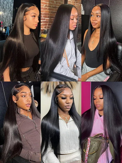 Natural Black Straight HD Lace Front Wig – 13x4, 13x6 & 5x5 Glueless, 250%
