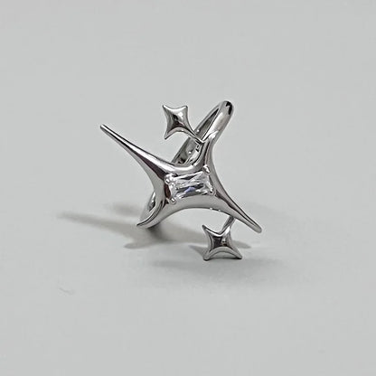 Punk Harajuku Y2K Shiny Star Cross Crystal Rings for Women Unisex Couple Engagement Ring Party Creative Jewelry