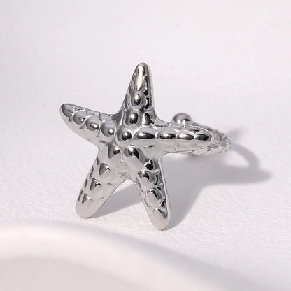 Bohemian Stainless Steel Ring Woman Vintage Jewelry Starfish Heart-Shaped Geometry Adjustable Open Rings Prom Accessories Gift