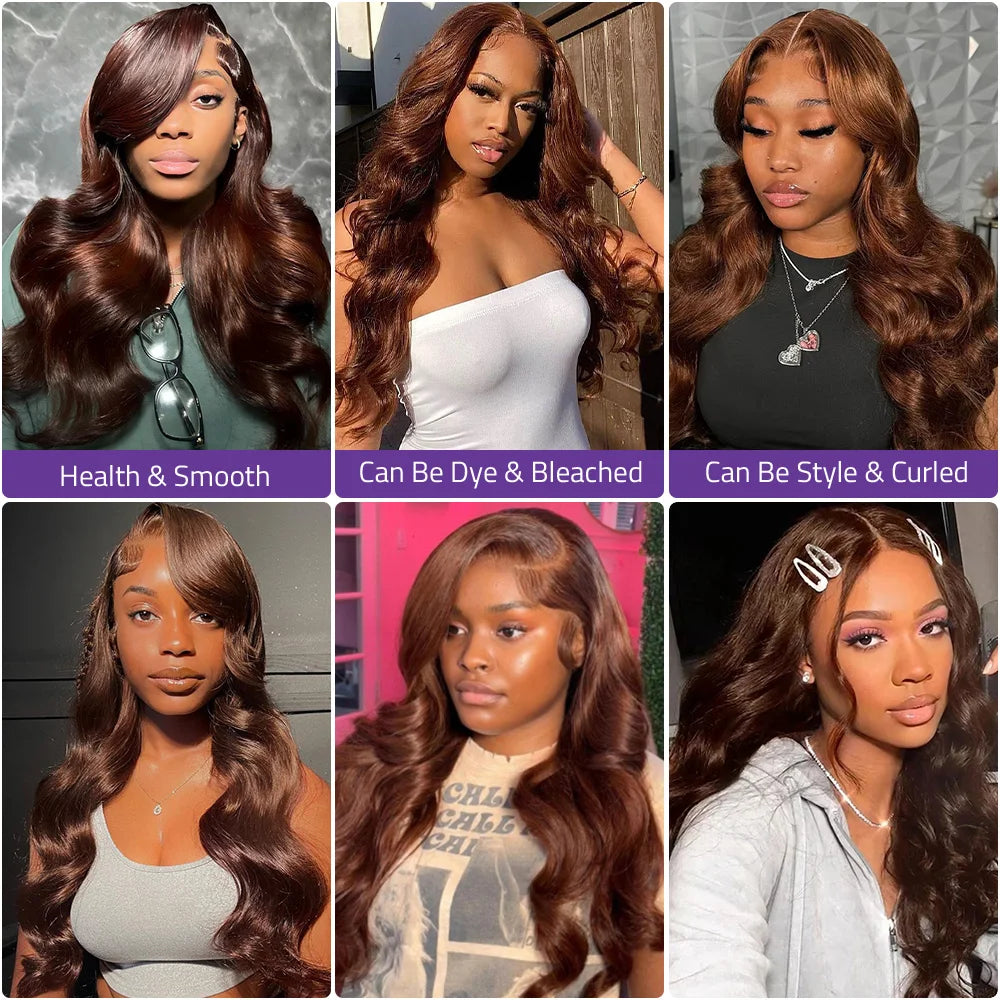 Chocolate Brown Body Wave HD Lace Front Wig – Transparent 13x4 & 13x6