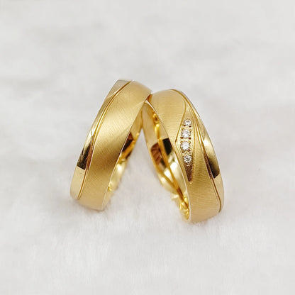 2pcs 18k Gold Plated Wedding Rings Set for Couples Europe Stardand Surgical Stainless Steel Fashion Jewelry Lovers Alliance