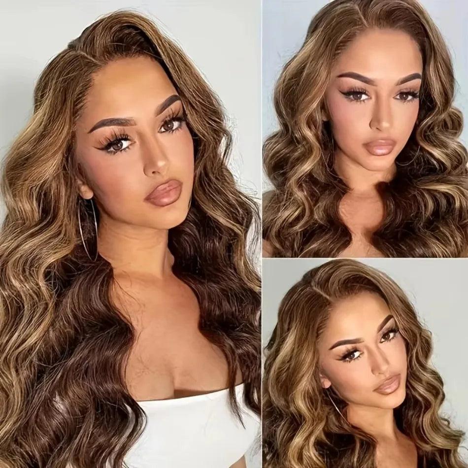 4/27 Highlight Honey Blonde Body Wave HD Lace Frontal Wig – Pre-Plucked 13x4 & 13x6