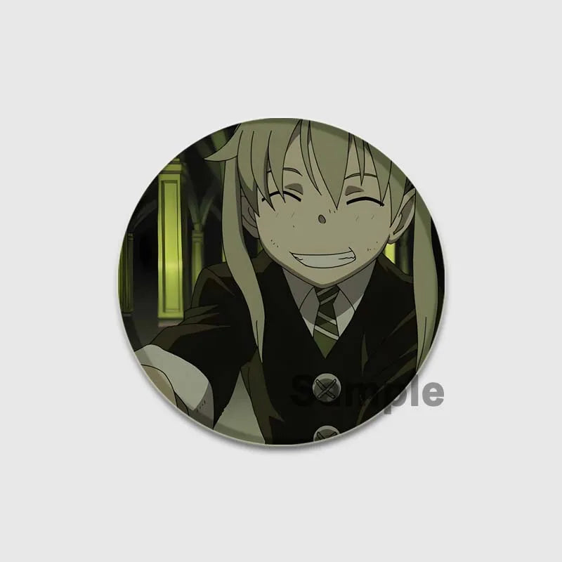 58MM Anime Soul Eater Pins Tinplate Brooch Figure Badge Handmade Brooches for Backpack Clothes Decoration Fashion Jewelry Gifts