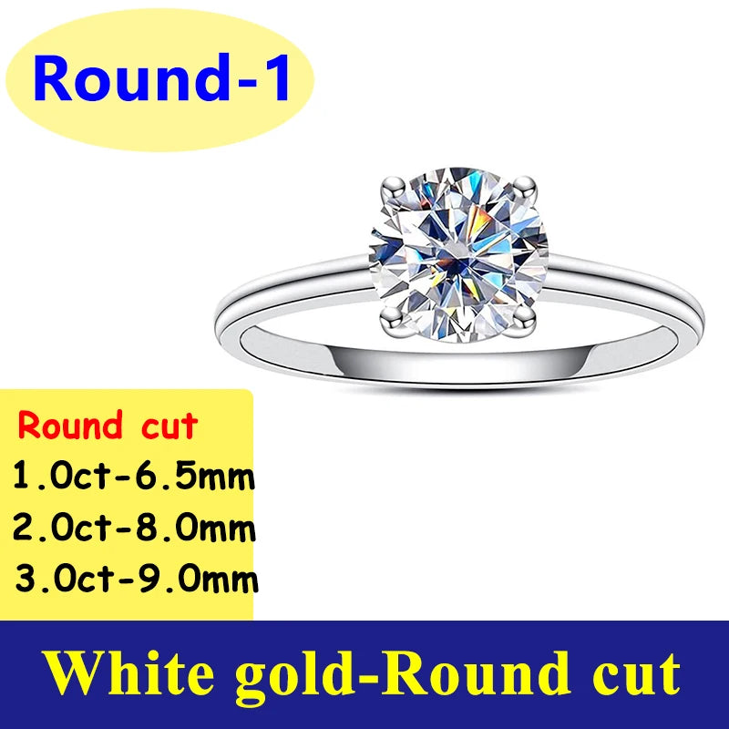 1-3CT Moissanite D Color VVS Diamond Women's Oval Radiant Ring S925 Silver Ring Plated White Gold Jewelry Rings for Women