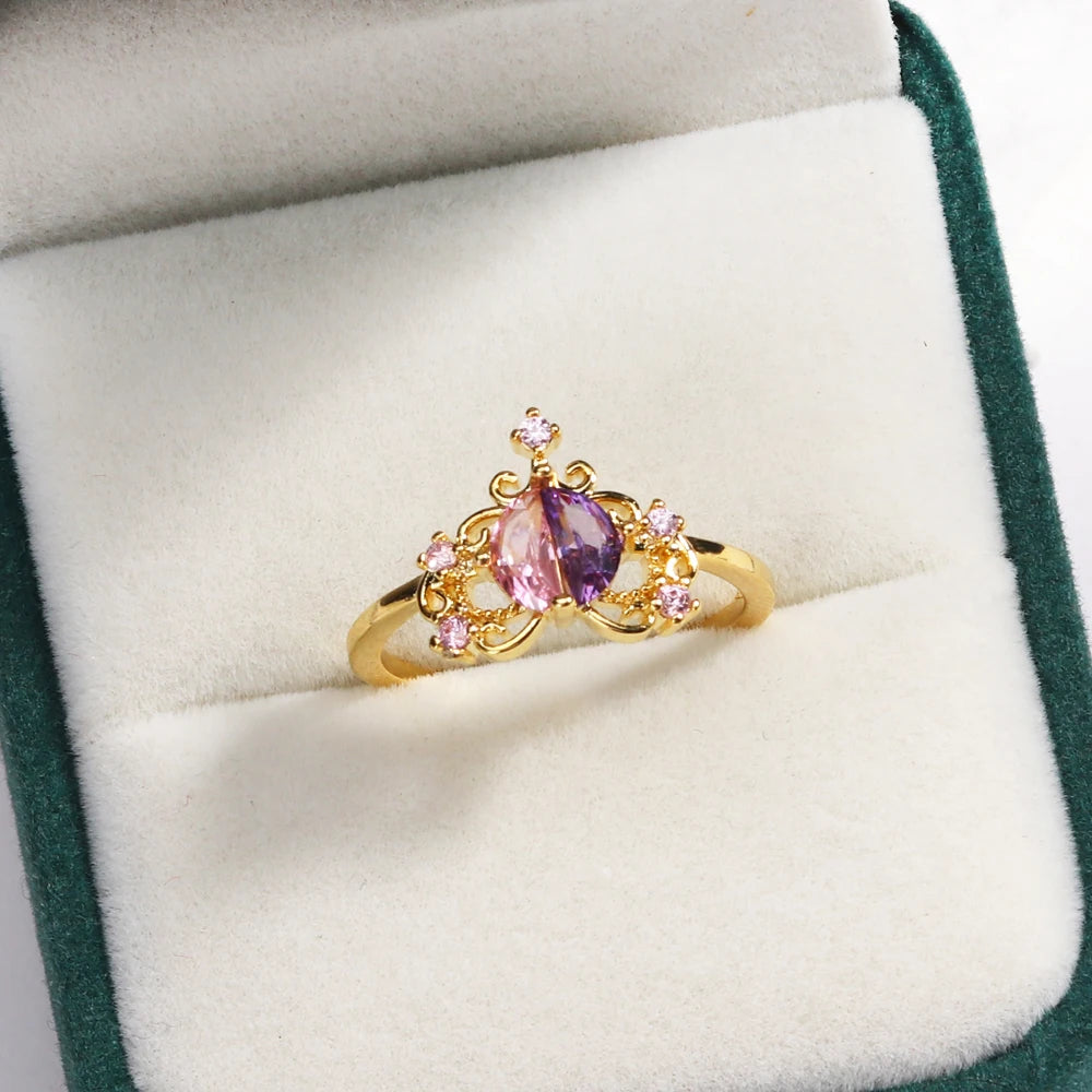 100 styles 14K Gold Plated Color Zircon Flower Crown Bow Open Ring Women Adjustable Stackable Finger Rings Wedding Jewelry Gift