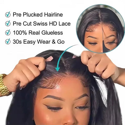 Bone Straight 5x5 Glueless HD Lace Wig – Pre-Plucked Ready-to-Wear, 250%