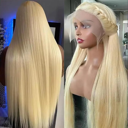 613 Blonde Straight HD Lace Frontal Wig – Pre-Colored Pre-Plucked 13x6, 200%