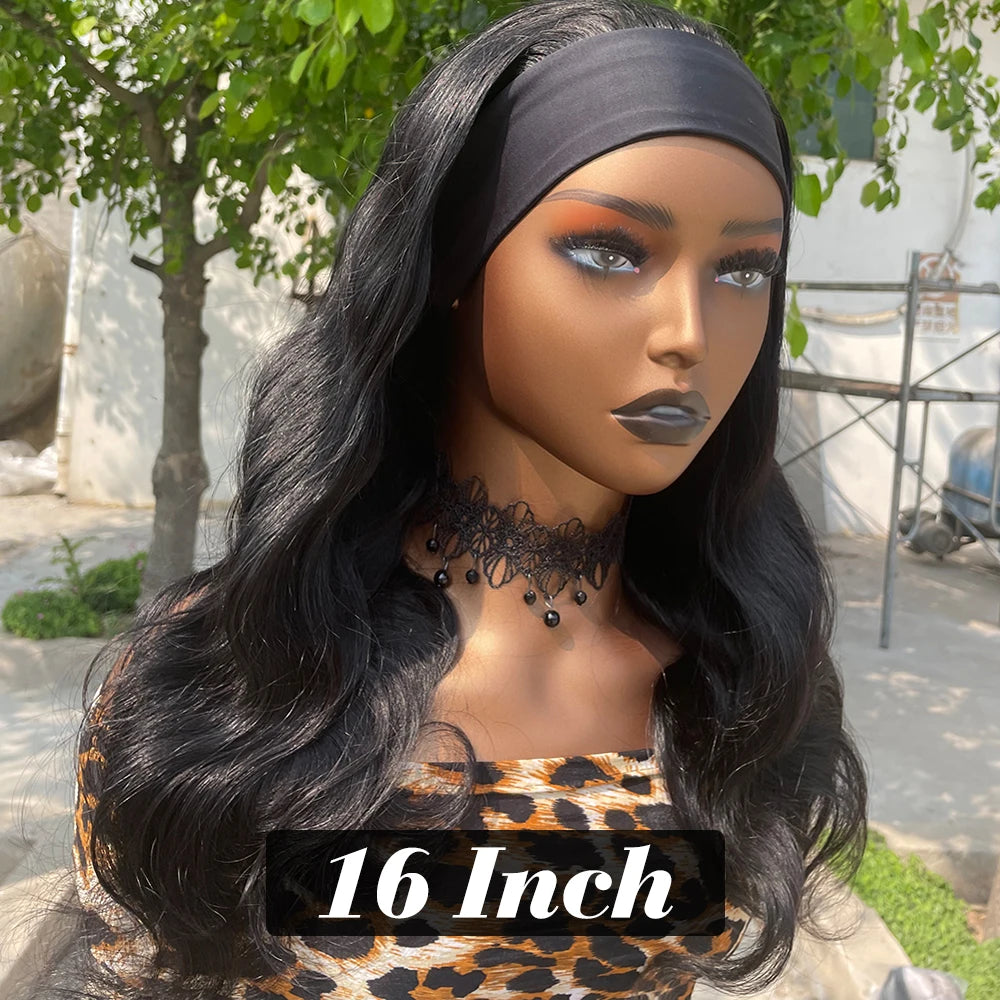 Body Wave Headband Wig – Human Hair 180% Density, Glueless Ready-to-Wear
