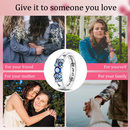 925 Sterling Silver Starry Ring Simple Generous Blue Zircon Luxury High Quality For Women Rings Wedding Party Fine Jewelry Gift