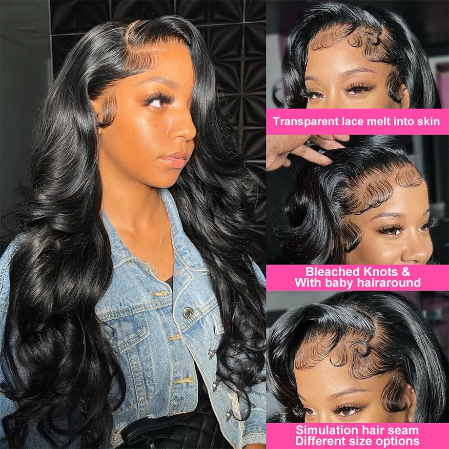 Body Wave 13x6 HD Lace Frontal Wig – 200% Real Density 13x4 & 360 Pre-Plucked, 30–40 Inch