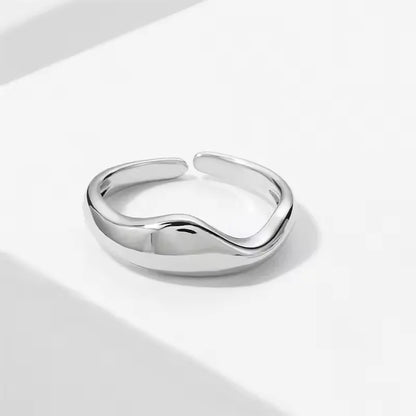 VENTFILLE 925 Sterling Silver Irregular Design Wave Golden Stackable Finger Rings Trendy Adjustable For Women Gifts Dropshipping